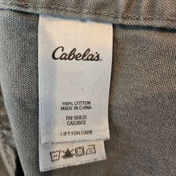 Cabelas Mens 2XL Short Sleeve Button Canvas Shirt Gray Cotton Work flaw rugged - Picture 9 of 11